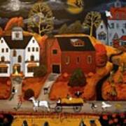 Halloween Hay Ride - A Folkartmama - Folk Art Poster