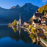 Hallstatt Mountain Village In Fall Poster