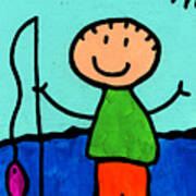 Happi Arte 2 - Boy Fish Art Poster