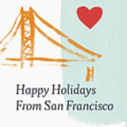 Happy Holidays San Francisco- Art By Linda Woods Poster