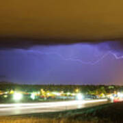 Hard Rain  Lightning Thunderstorm Over Loveland Colorado Poster