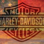 Harley Davidson Logo Old Confederate Flag Poster