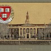 Harvard University Building With Seal Poster
