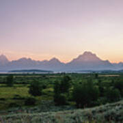 Hazy Sunset In The Tetons Poster