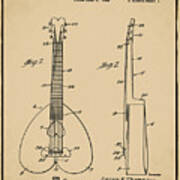 Heart Shaped Guitar Patent 1937 Sepia Poster