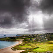 Heavenly Light On Golf Course Poster