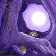 Hedgehogs In Purple Moonlight Poster