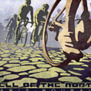 Hell Of The North Retro Cycling Illustration Poster Poster