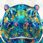 Hippopotamus Art - Happy Hippo - By Sharon Cummings Poster