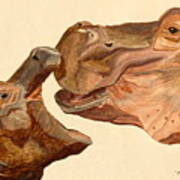 Hippos Watercolor Poster