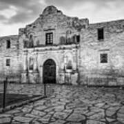 Historic Alamo Mission - San Antonio Texas - Black And White Poster