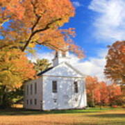 Historic New England Meetinghouse And Fall Foliage Ware Massachusetts Poster