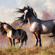 Horses In Fall Poster