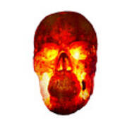 Hot Headed Skull On Transparent Background Poster