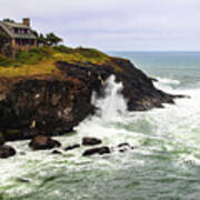 House On Coastal Cliff, Oregon Poster