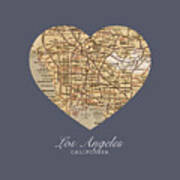 I Heart Los Angeles California Vintage City Street Map Americana Series No 018 Poster