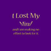 I Lost My Mind And I Am Making No Effort To Look For It 2 Poster