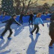 Ice Skaters At Christmas Fayre In Hyde Park  London Poster