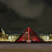 Illuminated Louvre Museum, Paris Poster