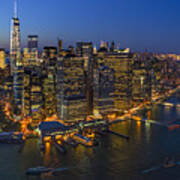 Illuminated Lower Manhattan Nyc Poster