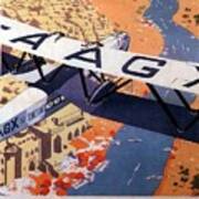 Imperial Airways Airplane Flying Over River Ganges In India - Vintage Travel Advertising Poster Poster