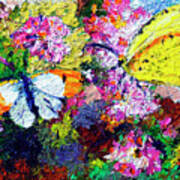 Impressionist Butterflies In Summer Garden Poster