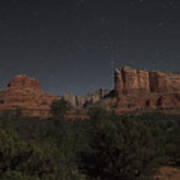 In The Moonlight Bell Rock Courthouse Butte Sedona Poster
