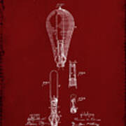 Incandescent Electric Lamp Patent Drawing 4d Poster