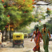 India Street Scene In Flowery Bangalore Poster