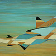 Into The Blue Shark Painting Poster