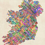 Ireland Eire City Text Map Derry Version Poster