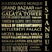 Istanbul Turkey Famous Landmarks Poster