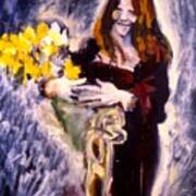 Janis With Yellow Roses Poster