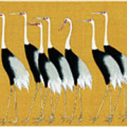 Japanese Red Crown Crane By Ogata Korin Poster