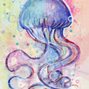 Jelly Fish Watercolor Poster