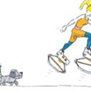 Kangoo Jumps Bouncy Shoes Walking The Dog Keep Fit Cartoon Poster