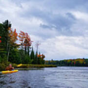 Kayaking In Autumn Poster