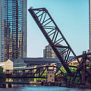 Kinzie Bridge And Rail Bridge Poster