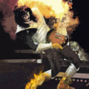 Kiss Ace Frehley Guitar On Fire Poster