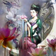 Kuan Yin Lotus Of Healing Poster