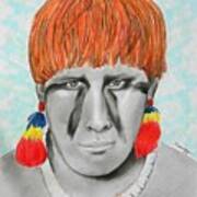 Kuikuro From Brazil -- Portrait Of South American Tribal Man Poster