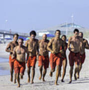 Kure Beach Life Guards On The Run Poster