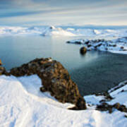 Lake Kleifarvatn Iceland In Winter Poster