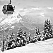 Lake Louise Gondola Over The Snow Ghosts Black And White Poster