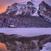 Lake Louise Winter Sunrise Reflections Poster