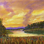 Lake Sunset - Pastel Painting Poster