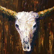 Large Cow Skull Acrylic Palette Knife Painting Poster