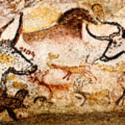 Lascaux Hall Of The Bulls - Deer And Aurochs Poster