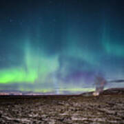 Lava And Light - Aurora Over Iceland Poster