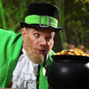 Leprechaun With Pot Of Gold Poster